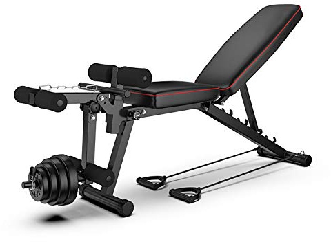 GJXJY Panca per Bilanciere Pieghevole con Leg Extension E Leg Curl Panca Pesi Schienale Regolabile in 4 Livelli per Casa e Palestra, Carico Massimo 200 kg