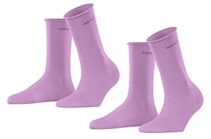 ESPRIT Damen Socken Basic Pure 2-Pack, Biologische Baumwolle, 2 Paar, Rot (Orchid 8621), 35-38