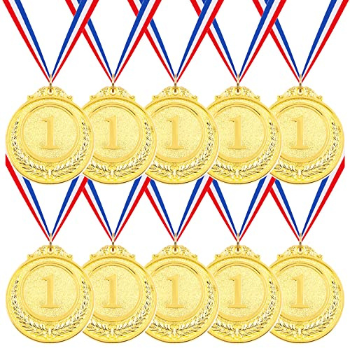 Swpeet Médaille de récompense en métal doré et argent bronze avec ruban, médailles de vainqueur de style olympique pour les événements d'enfants, les salles de classe, les jeux de bureau et les sports – 1ère 2e 3e place