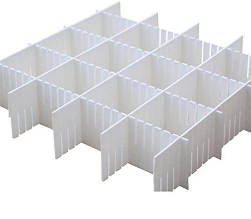 ENJY Schubladentrenner DIY. Haushaltskunststoff-Schubladenteiler-Aufbewahrungstasche mit einstellbarem Gitter (Color : White)