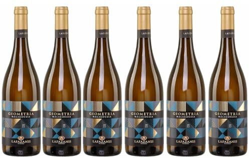 Malagousia Geometria trockener Weißwein 6x 0,75l | Hochwertiger Weißwein aus Griechenland | 100% Malagousia/Malagouzia | Lafazanis Winery + 20ml Jassas Olivenöl