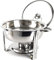 Vinod Stainless Steel Round Chafing Dish Buffet Dish Party Food Warmer with Glass Lid, 4.5 LTR, 30cm, Silver