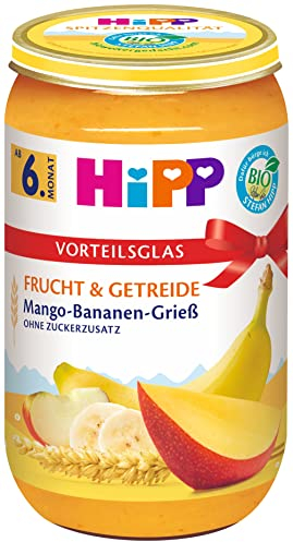 HiPP Bio Frucht & Getreide Mango-Bananen-Grieß, 6er Pack (6 x 250g)