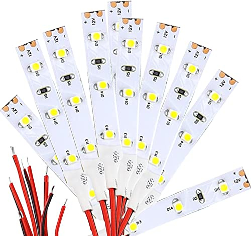 WANGCL LED-Lichtstreifen mit 3 LEDs, 12 V, Warmweiß, 10 Stück - Modellbau-Beleuchtung, für Modellhäuser, Modelleisenbahnen, ferngesteuerte Autos, All Ages