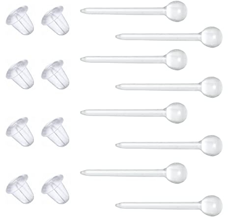 Clear Earrings for Sports,300 Pairs Clear Earring Pins and Earring Backs