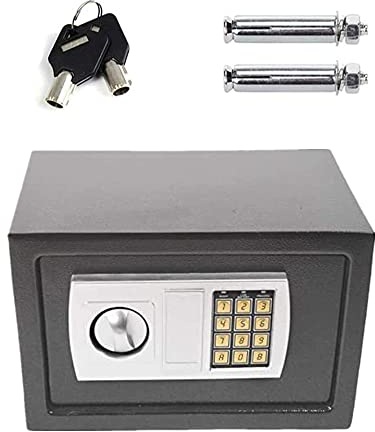 Cassaforte elettronica con serratura a combinazione, cassaforte ignifuga, cassaforte compatta, 31 x 20 x 20 cm, grigio