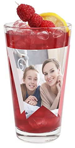 Herz & Heim® Foto Trinkglas mit Wunschtext - tolle persönliche Geschenkidee