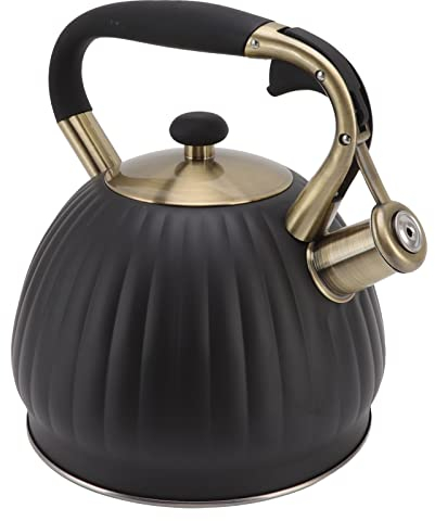 Bouilloire Sifflante Théière Sifflante en Acier Inoxydable de Grande capacité de 3,5L avec Poignée Ergonomique au Toucher Froid Théière Sifflante en Forme de Citrouille pour Dessus