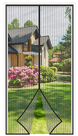 4UMOR Fliegengitter Balkontür 100x220cm stärkere Magnete Fliegengitter Tür Ohne Bohren Insektenschutz Balkontür für Balkontür Wohnzimmer Terrassentür Türvorhang Fliegenvorhang Nicht Kürzbar Schwarz
