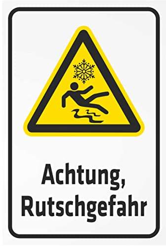 INDIGOS UG - Aluverbundplatte Schilder 3mm - Sicherheit - Achtung Rutschgefahr - 200x150 mm - Hotel, Firma, Schutz, KITA, Arzt, Praxis, Wohnung