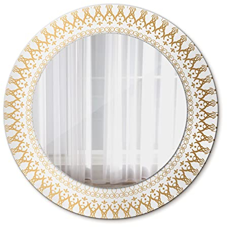 Tulup Ø 50 cm Bedruckter Spiegel Hängend Runder Wandspiegel - indisch Mandala
