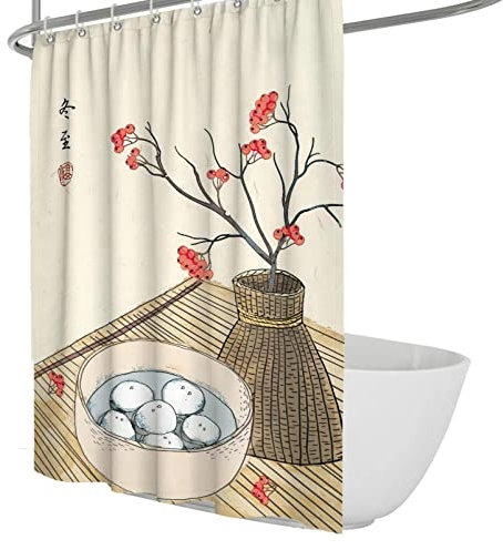 Wewoo Home Rideau de Douche Oriental Sol Chinois Culture Traditionnelle Design Art Imprimer Tissu Tissu Décor Set avec Crochets 180Wx220Lcm