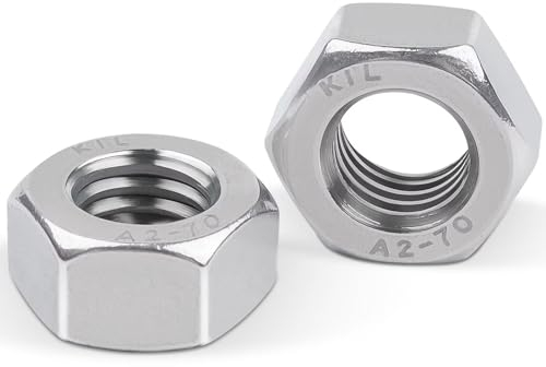 Dado esagonale DIN934 M12, Leryati, 10 dadi esagonali M12 standard A2 V2A, in acciaio inox, dadi autobloccanti, dadi di bloccaggio esagonali, filettatura regolare, dadi di bloccaggio