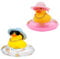 HREDZEO Ente Auto Armaturenbrett Dekorationen,2 PCS Mini Dekor Gummi Schwimmen Ente mit Sonnenbrille Goldene Halskette Strohhut Gelbe Ente für Auto Büro Schlafzimmer Ornamente