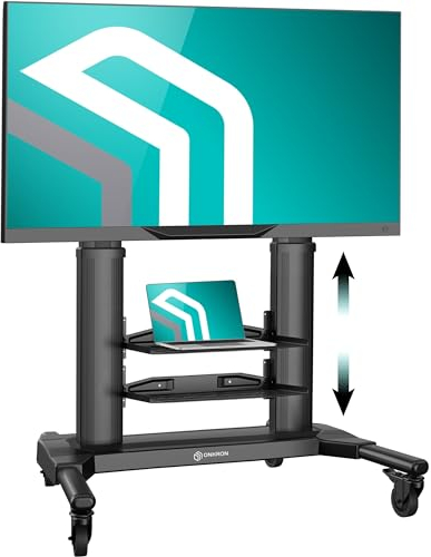 ONKRON Soporte Televisor de 40 a 80 Pulgadas - Carro TV Movil con Peso de hasta 55 kg - Pie Television Universal de Aluminio MAX VESA 700x400 mm/Soporte Suelo TV con Altura Regulable TS2771-B Negro