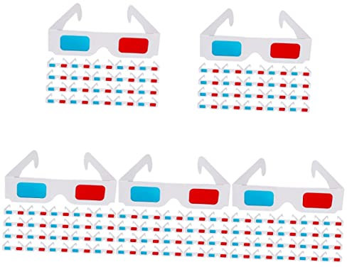SOLUSTRE 200 Piezas Gafas 3D De Papel Gafas Anaglifo 3D Papel De Gafas 3D Gafas Anaglifo Rojo Azul Lentes 3D para Peliculas Gafas De Anaglifo Cian Rojo Anteojos 3D Computadora Gafas De Sol