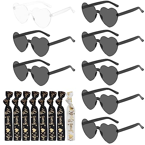 Leonshco 16 Stück Herz Sonnenbrille Damen Braut Armbänder, Lustige Sonnenbrille Herzbrille Partybrillen Set, Bachelorette Party Accessories Deko für Hochzeit Bachelorette Party Geburtstagsfeier