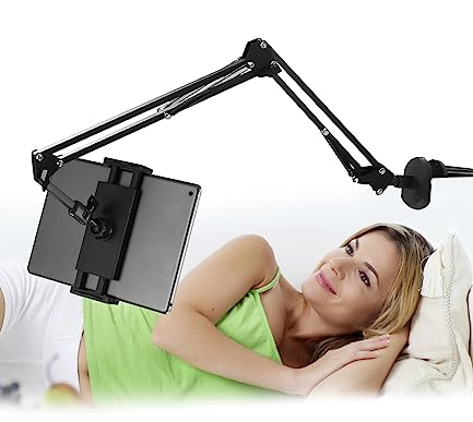 Soporte Tablet Cama,Soporte iPad Cama 360 ° Giratorio,soporte ipad Pro 12.9 Aire Mini,Switch,soporte para tableta,tableta de mesa más grueso soporte longitud brazo,longitud soporte ajustable.