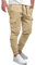 Elegancity Cargohose Herren Lang Casual Jogginghose Stretch Arbeitshosen Regular Fit Cargo Hosen Elastische Herren Freizeithose mit Taschen,Khaki L