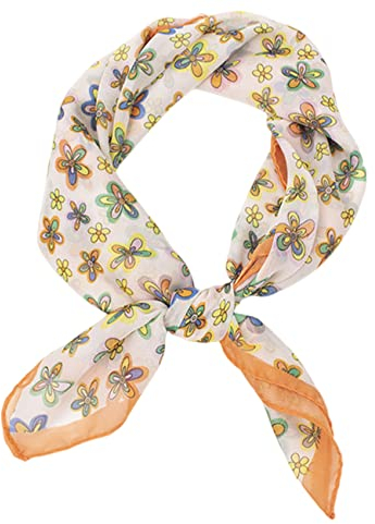 FAIRYGATE Damen Schal Frühling Chiffon Schal Seidentuch Chiffon Grafikdruck Klein Weich Quadratisch Seidenschal für Damen DA2710