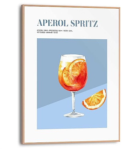REINDERS Gerahmtes Bild, Aperol Spritz, Küche, Essen und Trinken, Deko aesthetic, Bilder, Wanddeko, Room Decor, Holz, Orange, 30 x 40 cm