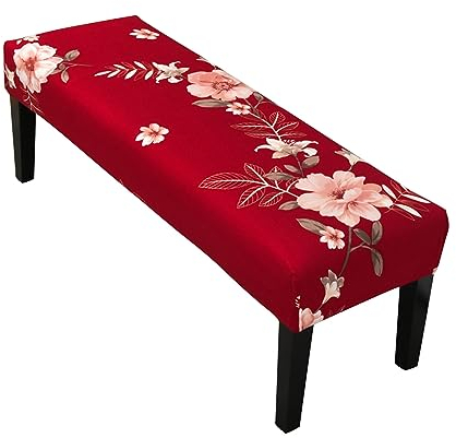 XHDZSW Hochwertige Banküberzug für Restaurants-Stretch - Bezüge für Esszimmerbank, Jacquard Esszimmer Schlafzimmer, Wohnzimmer Bankhussen für alle Anlässe (Fanghua-Rot)