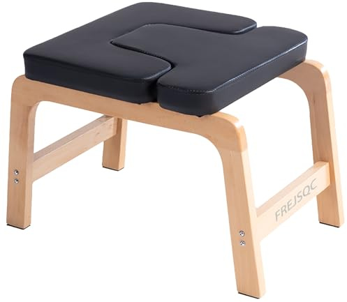 FREJSQC Beech Wood Headstand Yoga Chair for Inversions and Relaxation,Correct Posture, Build Strength and Flexibility,Fat Burning and Balance Training (Black)