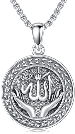 enjoylifecreative Allah Halskette für Herren Damen 925er Sterling Silber Arabische Muslim Anhänger Kette Islam Muslimische Religiöses Schmuck Geschenke für Frauen Männer