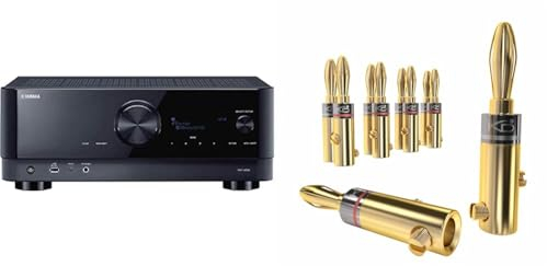 Yamaha AV-Receiver RX-V6A schwarz – Netzwerk-Receiver mit Dolby Atmos Height Virtualizer & KabelDirekt – Bananenstecker – 5 Paare (Banana-Steckverbinder für Lautsprecherkabel bis 6 mm²