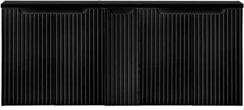 Lomadox Badmöbel Doppel Waschtischunterschrank Set 140 cm schwarz 40 cm tief Waschbeckenschrank Badschrank 5 Türen B/H/T ca. 140,4/59,5/40 cm