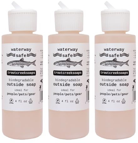 troutcreeksoaps Biologisch abbaubare Außenseife (3er-Pack) zum Angeln und Wandern, wasserstraßensicher, parfümfreie Formel..