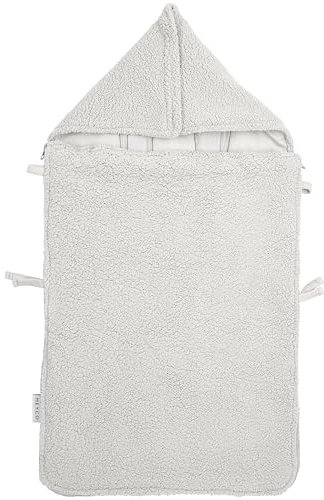 Meyco åkpåse teddy, snuttefilt babyskydd bilbarnstol & barnvagn (åkpåse med dragkedja, andas, 100% bomull, 40 x 82 cm, babytillbehör), Greige