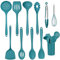 TEAMFAR Silikon Küchenhelfer, 11 Stück Antihaft Küchenset Küchenutensilien Set mit Utensilienhalter, Hitzebeständiger Kochbesteck Kochutensilien für Kochen Backen, Gesund & Leicht zu Reinigen, Blau