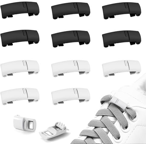 Zhixifan 12 Stück Magnetische Schnürsenkel Schnalle, Schnürsenkel Schnellverschluss Verschluss, Einstellbare Schnürsenkel Ohne Binden Sind Ideal für Läufer, Wanderer