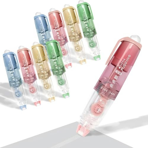 Double Sided Tape Dispenser, Kaluofan 8PCS Glue Tape, 0.2in X 16.4ft Pen Shaped Tape Runner with 360° Rotatable Tip, Double Sided Glue Tape Roller for Gift Wrapping Scrapbooking Supplies Photo