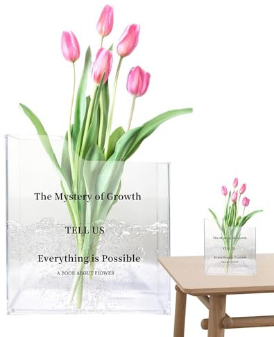 Unique Vase for Book Lovers, Transparent Book Vase, Decorative Home Decor Vase, Cute Bookshelf Flower Vase, Literary-Inspired Decor, Stylish Flower Holder, Glass Book-Shaped for Vase