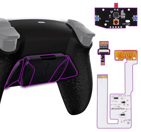 eXtremeRate Rise4 V3 Remap Kit Programmabile per ps5 Controller,4 Palette Tasti Aggiuntivi Back Button Paddles Cover Posteriore per ps5 Joystick BDM-030/040/050-Nero Antiscivolo