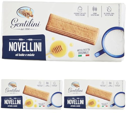 Gentilini Novellini Biscotti al Latte e Miele, 250g (Confezione da 3)