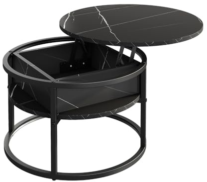 Vicco Couchtisch Marlo, Schwarz/Marmor-Weiß, 57 x 57 cm