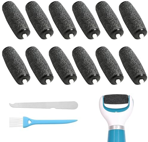 12 Stück Hornhautentferner Ersatzrollen, Ersatzrollen für Scholl Hornhautentferner Kompatibel mit Scholl Velvet Smooth Extra Grobe Nachfüllungen für Elektrische Fußfeile Pediküre Fußpflege Set