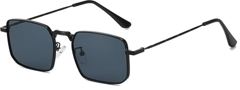 LJCZKA Vintage Rechteckig Sonnenbrille für Herren Damen Retro Sonnenbrille Metall Eckig 90er Brille mit UV400 Schutz