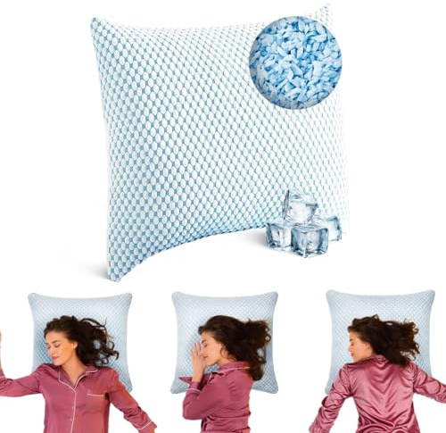 MKS Memory Foam Kopfkissen 80x80 – Ergonomisches Gelkissen für Seitenschläfer und Rückenschläfer – Atmungsaktives Kopfkissen mit abnehmbarem Bezug – Weiches Wolkenkissen für Erwachsene