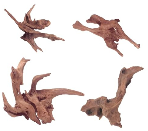 JDCMEI 4 Pcs Driftwood for Aquarium, Natural Driftwood Branches for Fish Tank, Natural Wood Reptiles Trunk Fish Tank Log Decoration Plant Stump Ornament for Aquascaping Micro-aquariums Hardscape