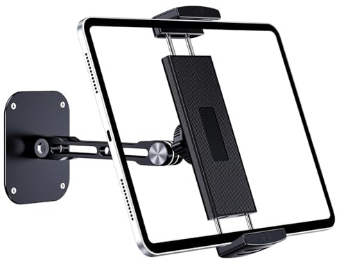 Veebmys Soporte de Pared para Tablet, de Aluminio Ajustable, con Base Giratoria de 360°, Compatible con iPad Pro/Mini/Air, Galaxy Tab y Teléfonos/Tabletas de 4,7-13 Pulgadas (Mediano)