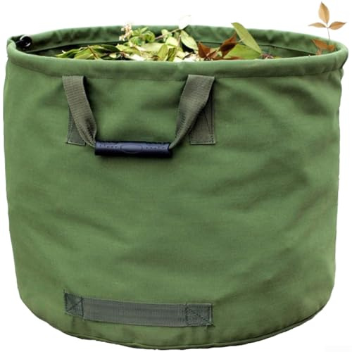 Leinen Gartenabfallsäcke Großer Laubsammelsack Schwerlastiger Gartenabfallbehälter Wiederverwendbarer Obsterntesack Wasserdichtes Outdoor-Lager (Armeegrün)
