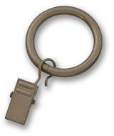 Graber Anillos de cortina de metal con clips, Pinzas Cortinas, Enganches para Cortinas, diámetro interior de 2.54 cm, rústico antiguo (7 anillos por paquete)