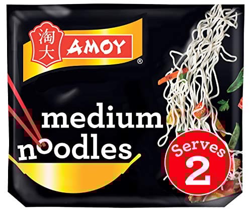 Amoy Straight to Wok Medium Noodles, 2 x 150 g (Pack of 6)