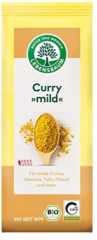 Lebensbaum Curry Mild, Bio-Gewürz für Currys, Gemüse, Tofu und Fleisch, leichte schärfe, milder Geschmack, 50 g
