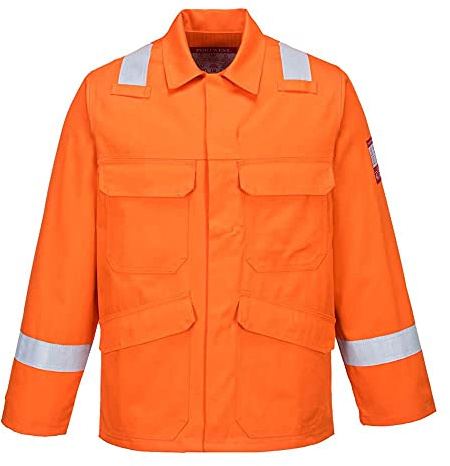 Portwest FR25 Bizflame Work FR Jacket Flame Resistant Long Sleeve 5 Pockets | Orange, 2X Large, EN 61482-1-2 Class 1, EN ISO 11612, Regular Fit, 40+ UPF Rated Fabric, Stud Closure, Triple-Stitched Seams