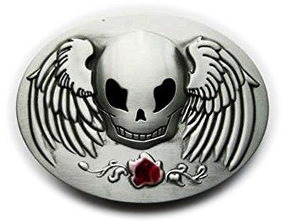 eeddoo® Gürtelschnalle - Winged Skull (Buckle für Wechselgürtel für Damen und Herren | Belt Frauen Männer Oldschool Rockabilly Metall Gothic Wave Rock Biker Western Trucker Casino Skull)